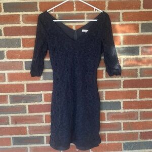 Banana Republic Black Lace Long Sleeve Dress
